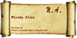 Minda Alex névjegykártya